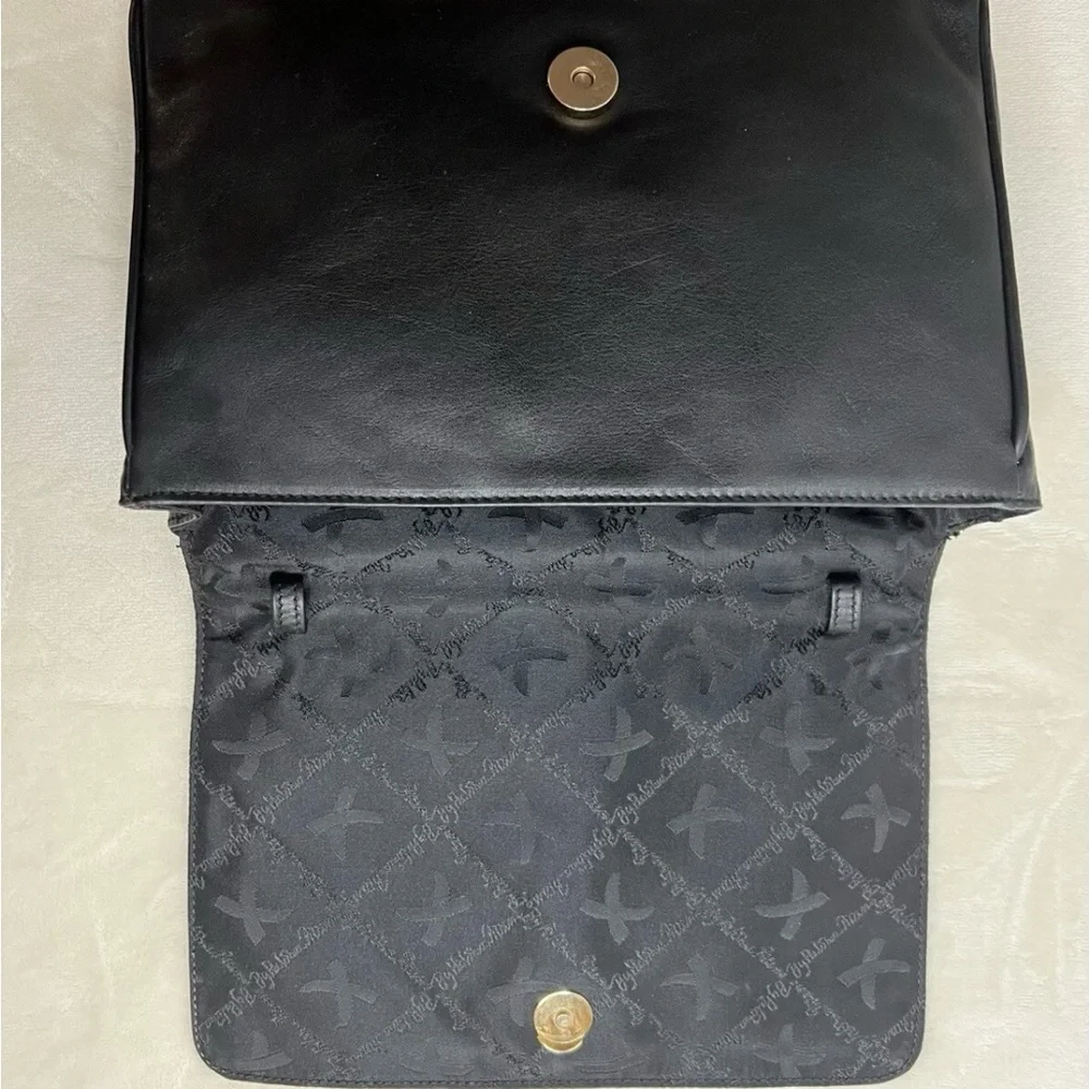 🩷Paloma Picasso Black Leather 2 Way Shoulder Bag Black Clutch with Gold Accent💚